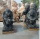 BLVE Black Marble Lying Lion Statues Natural Stone Carving Animal Sculpture Garden Life Size