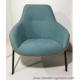 Upholstered Single Seater Blue Accent Armchair With Steel Frame