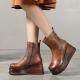 S325 Increased Thick Bottom Top Layer Leather Handmade Boots, Ethnic Style Retro Waxed Leather Personalized Fashion Wome