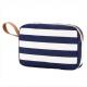 Printed Blue White Striped Canvas Women Storage Makeup Bags Cases