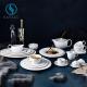 Savall Scandinavian White Porcelain Dinnerware Sets Stackable For Banquet