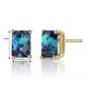 Wholesale 925 Sterling Silver Jewelry 14k Yellow Gold Lab Alexandrite Radiant-cut Stud Earrings