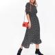 Women Elegant Short Sleeve  Polka Dot Casual Maxi Dresses With 100% Viscose