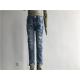 Rips / Repaired Kids Denim Jeans , Mid Mottled Wash Stretch Denim Skinny Jeans TW81071