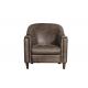 Home Grey Leather Leisure Armchair With Handwork Brasss Nail Heads Decor