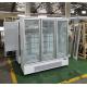 Bottom Mount Compressor Unit 1600L Glass Door Standing Freezer Showcase