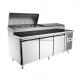 SS304 Stainless Steel Ventilated Cooling Kitchen Refrigerator Pizza Prepare Counter Fridge With Drawers
