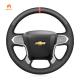 Hand Stitching Full Black Suede Leather Steering Wheel Cover for Chevrolet Silverado 1500 LD Suburban Tahoe 2014-2018