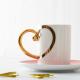 Red Unique Fox Decal Design Ceramic Coffee Cup And Saucer With Golden Handle