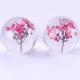 Artificial Transparent Paperweight , Clear Epoxy Resin Ball With Real Dry Flower Inside