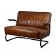 Metal Base Wood Arm Rustic Leisure Vintage Leather Sofas With Leather Arms