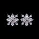 Flowers Charm Snow Shaped Silver Cubic Zirconia Earrings Stud For Women With CZ Jewelry