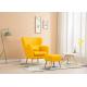 Living Room Fabric Wooden Sofa Ming Yellow Colour With High Density Sponge