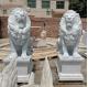 BLVE White Marble Lion Garden Statues Natural Stone Entryway Sitting Lion Sculpture Life Size Handcarved