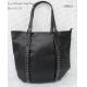 Big Size Casual Female Black PU Tote Bag With Nickel Metal Studs , Customized Logo