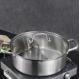 High Quality 18/8 Stainless Steel Pot Weldless Hot Pot Two-flavor Soup Pot Induction Cookware With Glass Lid