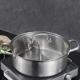 High Quality 18/8 Stainless Steel Pot Weldless Hot Pot Two-flavor Soup Pot Induction Cookware With Glass Lid
