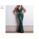 Sexy Sling Dark Green Mermaid Prom Dresses Backless Deep V Neck Sequins Fabric
