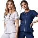 factory custom logo strech solid color made in china cheap design hospital scrubs uniforms sets fashionable