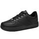 Anti Slippery Low Top Black Leather Casual Sneakers With TPR Bottom