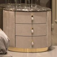 Italian Minimalist Modern Bedside Tables Titanium 3 Drawer Modern Nightstand