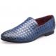 Italianate Sliding On BSCI Mens Leather Dress Shoes Blue With Padded Insoles