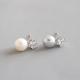 Lanciashow 925 Sterling Silver Jewelry Natural Freshwater Pearl Stud Earrings