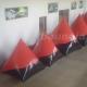 Red 0.6mm/0.9mm inflatable doritos shape air bunker for commercial use