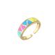 Enamel Rainbow Dripping Oil Rings 18k Gold Plated Brass Ring Rhombus Triangle Open