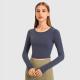 Slim Fit Activewear T Shirts Yoga Long Sleeve Crop Top With Thumb Hole