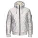 Mens Shiny Silver Winter Padded Hoodie Jackets 100% Polyester PU coating face