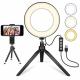LED Ring Light 6 with Tripod Stand , Mini LED Camera Light with Cell Phone Holder Desktop LED Lamp