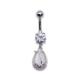 Water Drop Crystals 316 Stainless Steel Belly Button Rings Jewelry 10mm
