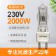 230v 2000w G22 Lamp Single Ended Halogen Light Bulb 3200k 300Hours