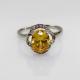 Fashion Jewelry 7mmx9mm Oval Yellow Citrine Cubic Zircon Sterling Silver Ring(R229)