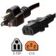 Black NEMA 5 15P to C13 Plug Power Cord 15 Amp 125V 14 / 3 SJT Cable Jacket