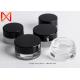 Black Cap Face Cream Jar , Glass Makeup Jars Anti Slip Bottom Chemical Resistant