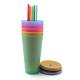 2020 Hot Product New Reusable Color Changing Cold Cup Plastic Coffee tumbler With Straw Set Of 5
