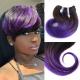 2017 New Style Short Curl Ombre Purple Brazilian Remy Hair Weft Hair Extension