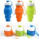 Silicone outdoor sports folding water bottle 530ml food grade silicone logo customized