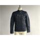 Navy Upstyled Mens PU Jacket , Faux Leather Biker Jacket With Suede Detail