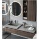 Round Mirror Contemporary Bathroom Cabinets Gray Lacquer For Handwashing