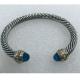 (B-49)silver Cable Classics Bracelet with Blue Topaz and crystal