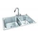 Rectangular Stainless Steel Double Sink With Drainer Simple Installation