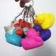 Custom vinyl colorful duck keyring, mini colorful pvc ducks keychain with green materials shenzhen factory