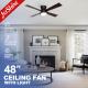 48 Inches Flush Mount Dimmable LED Ceiling Fan For Living Room