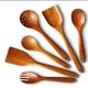 6 Piece Natural Teak Wooden Kitchen Cookware Spatula Spoons Fork Chestnut