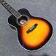 Solid Spruce Wood OM Round Body Ebony Fingerboard Full Abalone Binding Classic Acoustic Electric Guitar in Sunburst