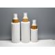 40ml 100ml 120ml Opaque White Glass Lotion Bottle With Bamboo Real Wood Mist Spray, Primary Fragrance Spray Bottles