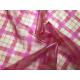 Pink Plaid Design Printed Artificial Leather Fabric , Garment Fake Leather Fabric